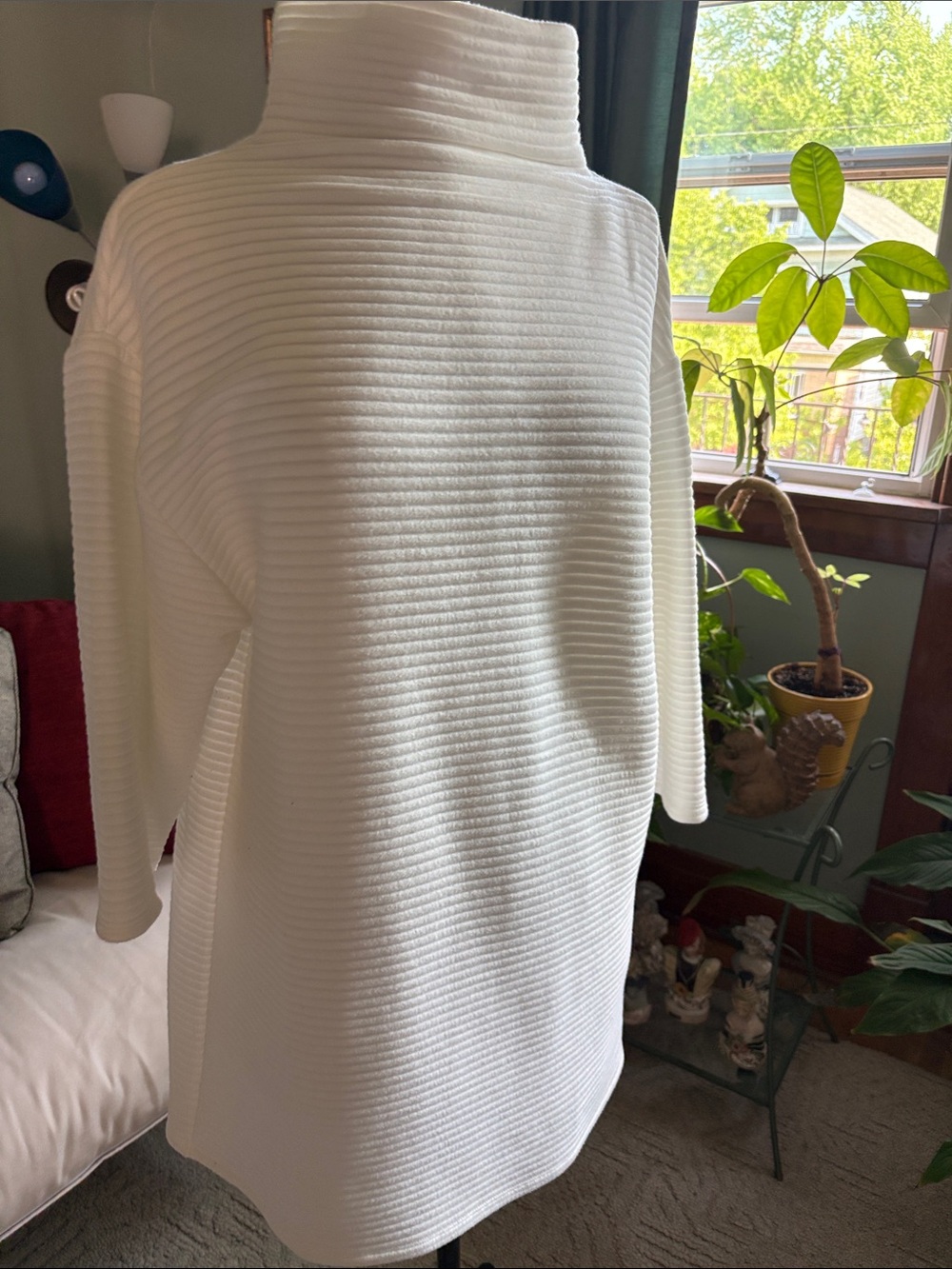 Zara Cream Ribbed Turtleneck Sweater